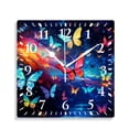 thumbnail image 1 of 10 Inch Wall Clock Battery Operated Silent Clock Decorative for Office, Kitchen, Outdoor, Living Room，Starry Shiny Sparkling Butterfly on Dark Style, 1 of 4
