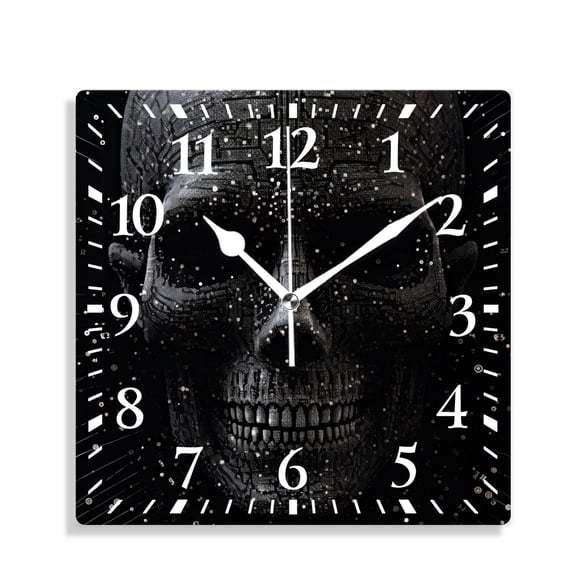 10 Inch Wall Clock Battery Operated Silent Clock Decorative for Office, Kitchen, Outdoor, Living RoomSugar Skull Abstract Multicolor