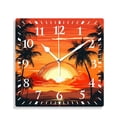 thumbnail image 1 of 10 Inch Wall Clock Battery Operated Silent Clock Decorative for Office, Kitchen, Outdoor, Living Room，Summer Plam Trees Sunset Pattern, 1 of 4