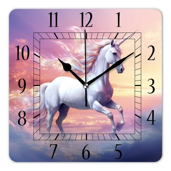 10 Inch Wall Clock Battery Operated Silent Clock Decorative for Office, Kitchen, Outdoor, Living RoomUnicorn Moon Elegant Design