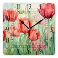 thumbnail image 1 of 10 Inch Wall Clock Battery Operated Silent Clock Decorative for Office, Kitchen, Outdoor, Living Room，Vintage Red Tulip Flower Pattern, 1 of 4