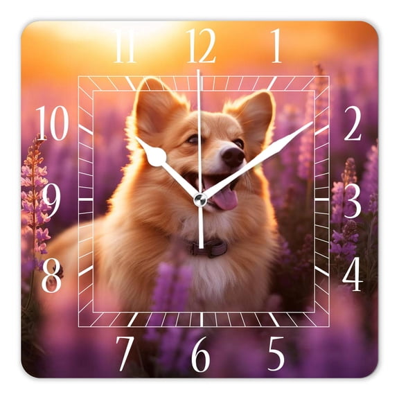 10 Inch Wall Clock Battery Operated Silent Clock Decorative for Office, Kitchen, Outdoor, Living RoomWelsh Corgi Dog Multicolor