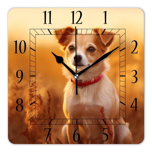 10 Inch Wall Clock Battery Operated Silent Clock Decorative for Office, Kitchen, Outdoor, Living RoomWelsh Corgi Dog Puppy Print