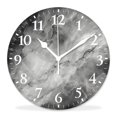 thumbnail image 1 of 10 Inch Wall Clock Battery Operated Silent Clock Decorative for Office, Kitchen, Outdoor, Living Room，White Marble Print Natural Stone Pattern Design, 1 of 4