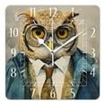 thumbnail image 1 of 10 Inch Wall Clock Battery Operated Silent Clock Decorative for Office, Kitchen, Outdoor, Living Room，Wise Owl with Glasses Watercolor Image, 1 of 4