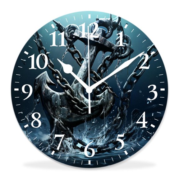 10 Inch Wall Clock Battery Operated Silent Clock Decorative for Office, Kitchen, Outdoor, Living Room in Ocean Waves Cute Pattern