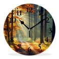 thumbnail image 1 of 10 Inch Wall Clock Battery Operated Silent Clock Decorative for Office, Kitchen, Outdoor, Living RoomAutumn forest Nature Exquisite, 1 of 4