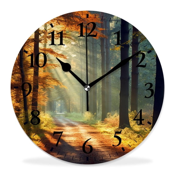 10 Inch Wall Clock Battery Operated Silent Clock Decorative for Office, Kitchen, Outdoor, Living RoomAutumn forest Nature Exquisite