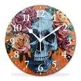 thumbnail image 1 of 10 Inch Wall Clock Battery Operated Silent Clock Decorative for Office, Kitchen, Outdoor, Living RoomBeautiful Peony Butterfly Black Skull Creative, 1 of 4