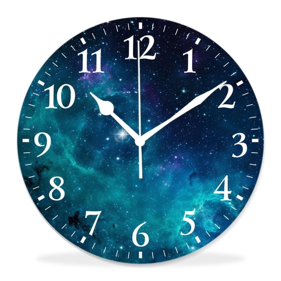 10 Inch Wall Clock Battery Operated Silent Clock Decorative for Office, Kitchen, Outdoor, Living RoomBlue Night Starry Sky Stars Universe Beautiful