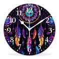 thumbnail image 1 of 10 Inch Wall Clock Battery Operated Silent Clock Decorative for Office, Kitchen, Outdoor, Living RoomBohemian indian Feather Mandala Lovely, 1 of 4