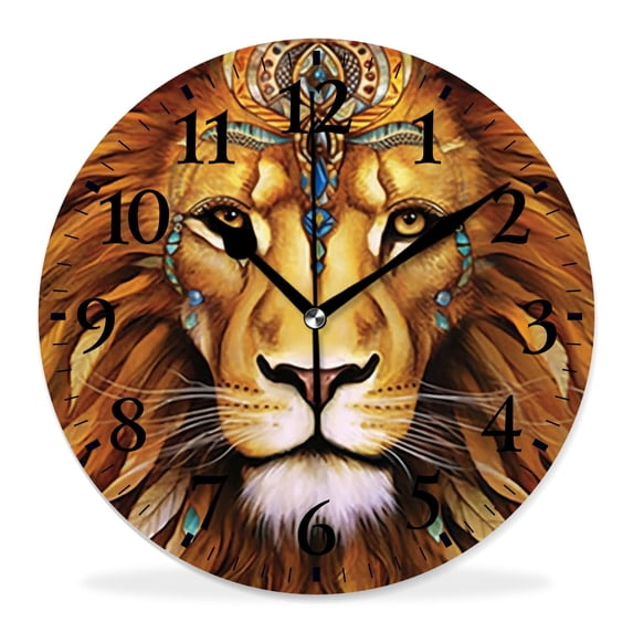 10 Inch Wall Clock Battery Operated Silent Clock Decorative for Office, Kitchen, Outdoor, Living RoomBoho Lion Animal Exquisite Design