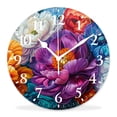 thumbnail image 1 of 10 Inch Wall Clock Battery Operated Silent Clock Decorative for Office, Kitchen, Outdoor, Living Room，Bouquet Flowers attractive, 1 of 4