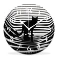 thumbnail image 1 of 10 Inch Wall Clock Battery Operated Silent Clock Decorative for Office, Kitchen, Outdoor, Living RoomCute Black Cat Stripe Cute, 1 of 4