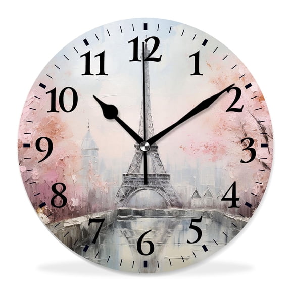 10 Inch Wall Clock Battery Operated Silent Clock Decorative for Office, Kitchen, Outdoor, Living RoomEiffel Tower Beautiful Paris Beautiful Design