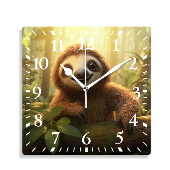 10 Inch Wall Clock Battery Operated Silent Clock Decorative for Office, Kitchen, Outdoor, Living RoomLovely Sloth Style