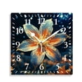 thumbnail image 1 of 10 Inch Wall Clock Battery Operated Silent Clock Decorative for Office, Kitchen, Outdoor, Living RoomOrange Flower Teal Lovely, 1 of 4