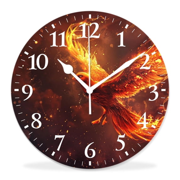10 Inch Wall Clock Battery Operated Silent Clock Decorative for Office, Kitchen, Outdoor, Living RoomPhoenix Animals attractive