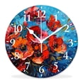 thumbnail image 1 of 10 Inch Wall Clock Battery Operated Silent Clock Decorative for Office, Kitchen, Outdoor, Living Room，Poppy Spring Field Oil Charming, 1 of 4
