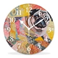 thumbnail image 1 of 10 Inch Wall Clock Battery Operated Silent Clock Decorative for Office, Kitchen, Outdoor, Living RoomPug Dog Geometric Triangle Striped Elegant, 1 of 4