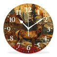 thumbnail image 1 of 10 Inch Wall Clock Battery Operated Silent Clock Decorative for Office, Kitchen, Outdoor, Living Room，Rustic Lodge Bear Moose attractive, 1 of 4