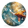 thumbnail image 1 of 10 Inch Wall Clock Battery Operated Silent Clock Decorative for Office, Kitchen, Outdoor, Living RoomSea Beach Starfish Sand Ocean Wave Chic, 1 of 4