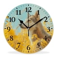 thumbnail image 1 of 10 Inch Wall Clock Battery Operated Silent Clock Decorative for Office, Kitchen, Outdoor, Living Room，Shiba inu Flower Fields Simple, 1 of 4