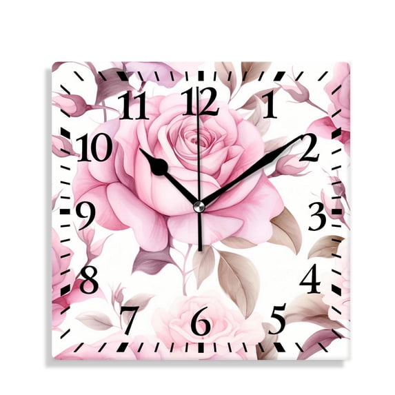 10 Inch Wall Clock Battery Operated Silent Clock Decorative for Office, Kitchen, Outdoor, Living RoomSpring Purple Flower Multicolor