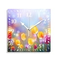 thumbnail image 1 of 10 Inch Wall Clock Battery Operated Silent Clock Decorative for Office, Kitchen, Outdoor, Living RoomSpring Tulip Purple Flower Style, 1 of 4