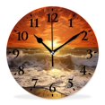 thumbnail image 1 of 10 Inch Wall Clock Battery Operated Silent Clock Decorative for Office, Kitchen, Outdoor, Living RoomSunset Beach Art, 1 of 4