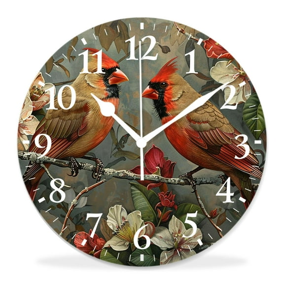 10 Inch Wall Clock Battery Operated Silent Clock Decorative for Office, Kitchen, Outdoor, Living RoomTwo Cardinals Chic