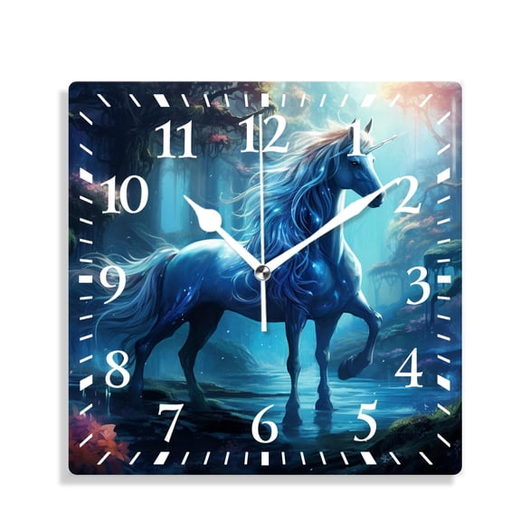10 Inch Wall Clock Battery Operated Silent Clock Decorative for Office, Kitchen, Outdoor, Living RoomUnicorn with Wings Multicolor