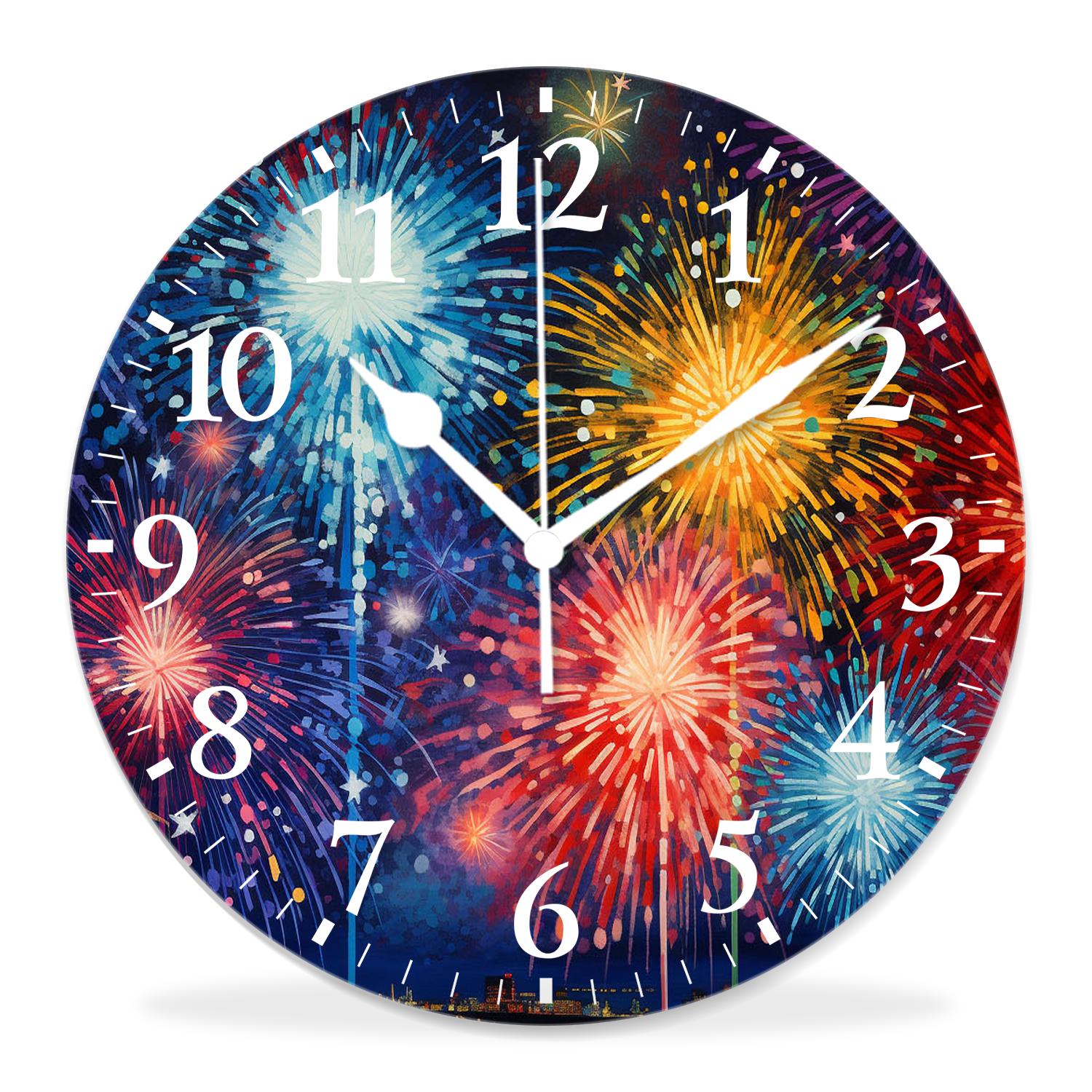 Simple Clock Firework 10 Inch Wall Clock Battery Operated Silent Clock Decorative for Office ...