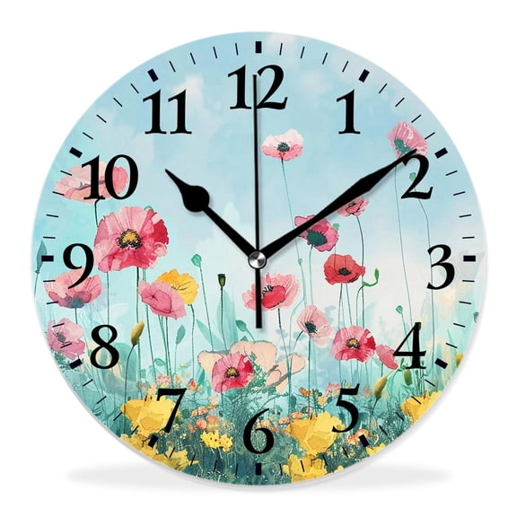 10 Inch Wall Clock Battery Operated Silent Clock Decorative for Office, Kitchen, Outdoor, Living RoomWatercolor Chicken Animal Annual Elaborate