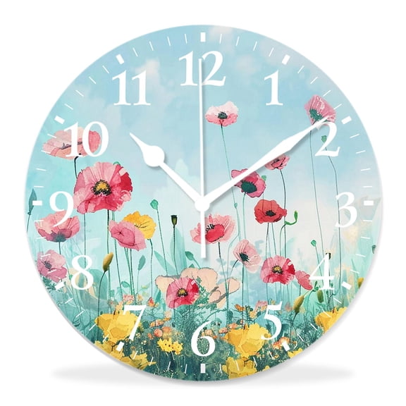 10 Inch Wall Clock Battery Operated Silent Clock Decorative for Office, Kitchen, Outdoor, Living RoomWatercolor Chicken Animal Annual Elaborate