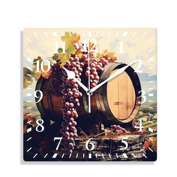 10 Inch Wall Clock Battery Operated Silent Clock Decorative for Office, Kitchen, Outdoor, Living RoomWine Italy Landscape Rural Vineyard Creative