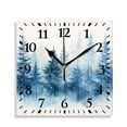 thumbnail image 1 of 10 Inch Wall Clock Battery Operated Silent Clock Decorative for Office, Kitchen, Outdoor, Living RoomWinter Pine Trees and Snowfall Print, 1 of 4