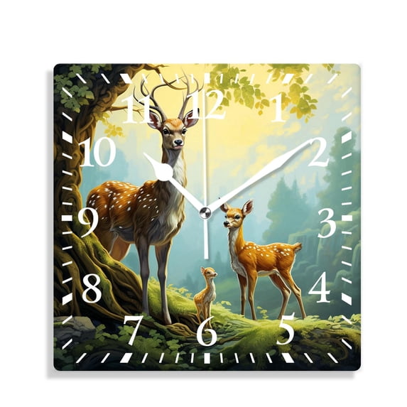 10 Inch Wall Clock Battery Operated Silent Clock Decorative for Office, Kitchen, Outdoor, Living RoomWolf Bird forest Landscape Nature Exquisite