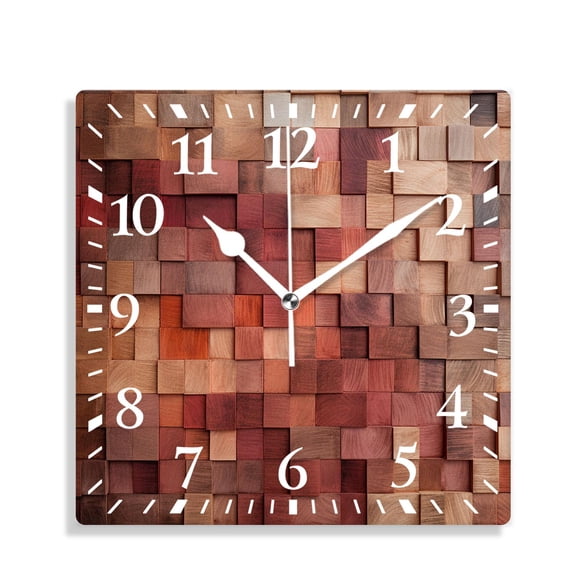 10 Inch Wall Clock Battery Operated Silent Clock Decorative for Office, Kitchen, Outdoor, Living RoomWood Plank Wall Background Image