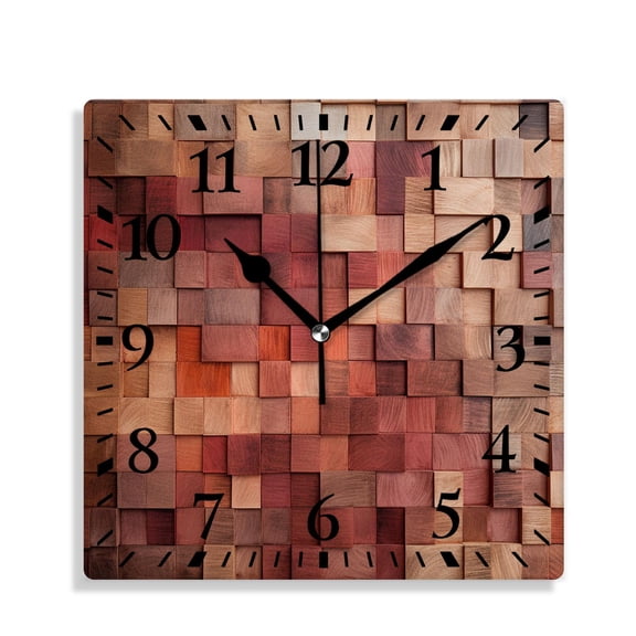 10 Inch Wall Clock Battery Operated Silent Clock Decorative for Office, Kitchen, Outdoor, Living RoomWood Plank Wall Background Image