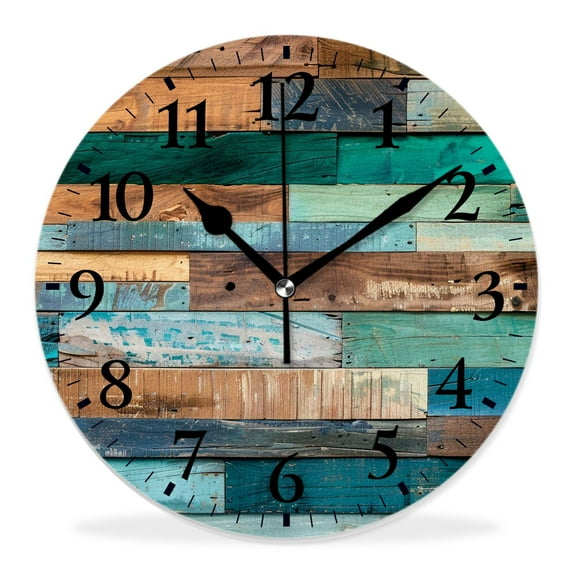 10 Inch Wall Clock Battery Operated Silent Clock Decorative for Office, Kitchen, Outdoor, Living RoomWood Plank Wall Wooden attractive