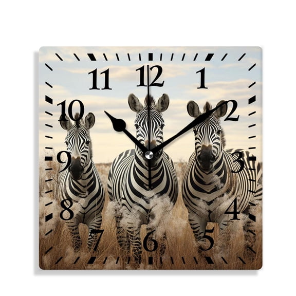 10 Inch Wall Clock Battery Operated Silent Clock Decorative for Office, Kitchen, Outdoor, Living RoomZebra in Africa Pattern