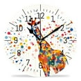 thumbnail image 1 of 10 Inch Wall Clock Battery Operated Silent Clock Decorative for Office, Kitchen, Outdoor, Living Room，Cartoon Giraffe Running Flower Floral Print Beautiful, 1 of 4