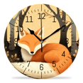 thumbnail image 1 of 10 Inch Wall Clock Battery Operated Silent Clock Decorative for Office, Kitchen, Outdoor, Living Room，Cute Red Fox Sleeping in The Forest Beautiful Pattern, 1 of 4
