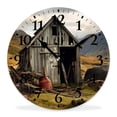 thumbnail image 1 of 10 Inch Wall Clock Battery Operated Silent Clock Decorative for Office, Kitchen, Outdoor, Living Room，Landscape European Mountains Spring Season Flourishing Drawing, 1 of 4