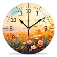 thumbnail image 1 of 10 Inch Wall Clock Battery Operated Silent Clock Decorative for Office, Kitchen, Outdoor, Living Room，Oil Painting Colorful Spring Rural Landscape Cute Art, 1 of 4