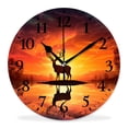 thumbnail image 1 of 10 Inch Wall Clock Battery Operated Silent Clock Decorative for Office, Kitchen, Outdoor, Living RoomAntlers Hugging Sunset Silhouette Beautiful Drawing, 1 of 4