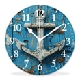 thumbnail image 1 of 10 Inch Wall Clock Battery Operated Silent Clock Decorative for Office, Kitchen, Outdoor, Living Room，Brown and White Hand Boating Sketch Rustic Wooden attractive, 1 of 4