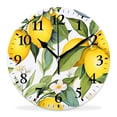 thumbnail image 1 of 10 Inch Wall Clock Battery Operated Silent Clock Decorative for Office, Kitchen, Outdoor, Living RoomLemon Fruit Flower Leaf Yellow Limon Beautiful Pattern, 1 of 4