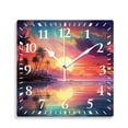 thumbnail image 1 of 10 Inch Wall Clock Battery Operated Silent Clock Decorative for Office, Kitchen, Outdoor, Living RoomOrange Sunset View Seashore Beach Palms Tree Creative Pattern, 1 of 4